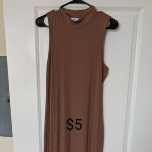 Brown Sleeveless Bodycon Dress